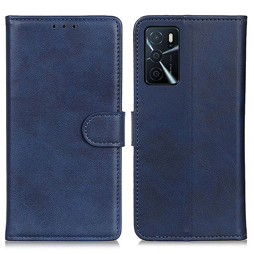 Leather Case Stands Flip Cover Holder A05D for Oppo A16 Blue