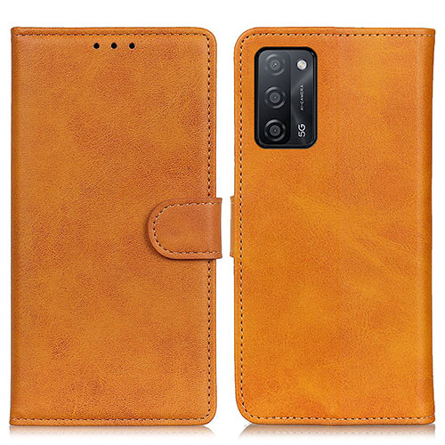Leather Case Stands Flip Cover Holder A05D for Oppo A56 5G Brown