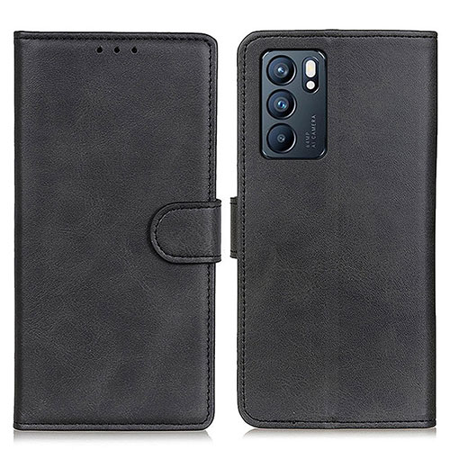 Leather Case Stands Flip Cover Holder A05D for Oppo Reno6 5G Black