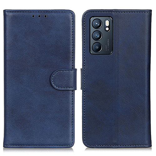 Leather Case Stands Flip Cover Holder A05D for Oppo Reno6 5G Blue