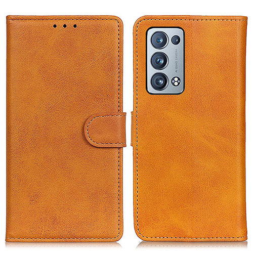 Leather Case Stands Flip Cover Holder A05D for Oppo Reno6 Pro 5G Brown