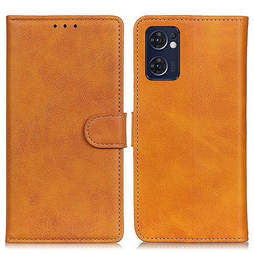 Leather Case Stands Flip Cover Holder A05D for Oppo Reno7 5G Brown