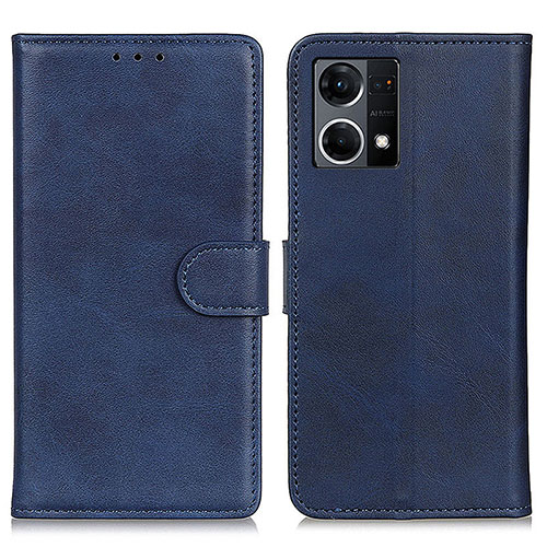 Leather Case Stands Flip Cover Holder A05D for Oppo Reno8 4G Blue