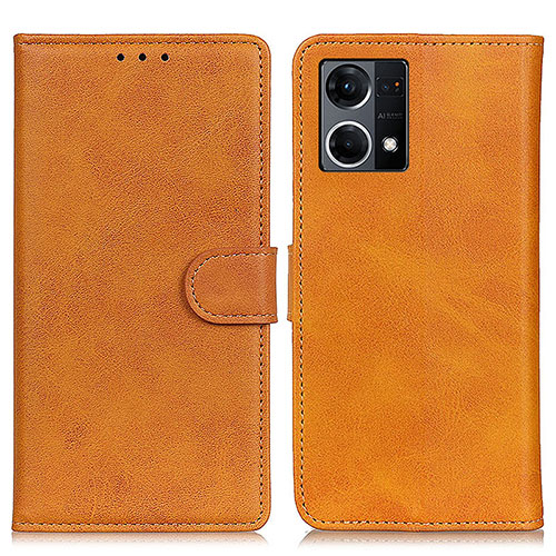 Leather Case Stands Flip Cover Holder A05D for Oppo Reno8 4G Brown