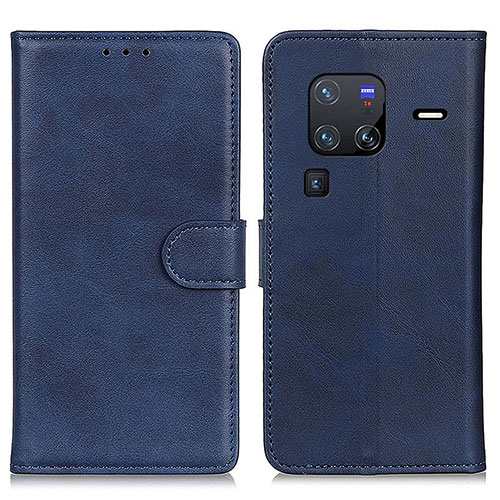 Leather Case Stands Flip Cover Holder A05D for Vivo X80 Pro 5G Blue