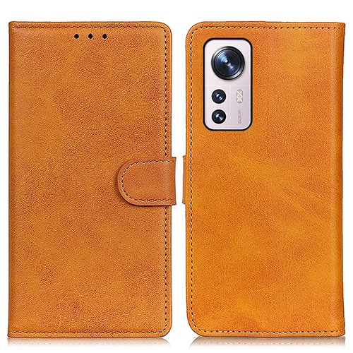 Leather Case Stands Flip Cover Holder A05D for Xiaomi Mi 12 5G Brown