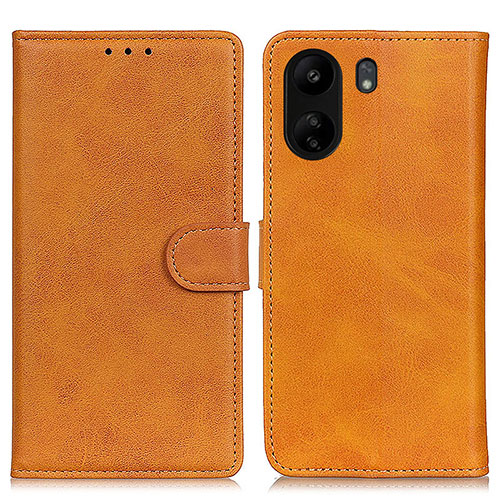 Leather Case Stands Flip Cover Holder A05D for Xiaomi Poco C65 Brown
