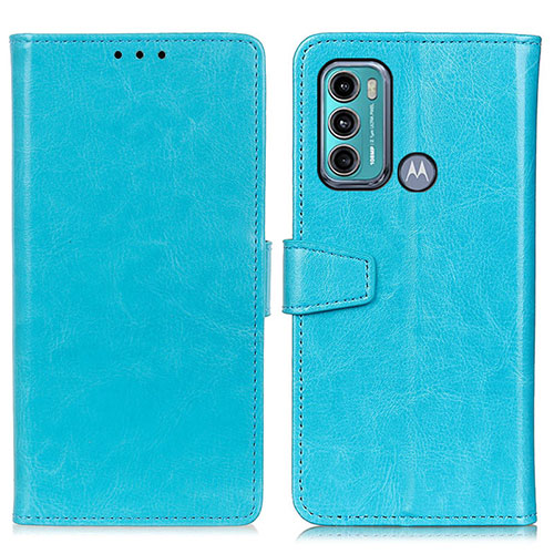 Leather Case Stands Flip Cover Holder A06D for Motorola Moto G40 Fusion Sky Blue