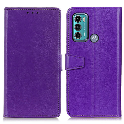 Leather Case Stands Flip Cover Holder A06D for Motorola Moto G60 Purple