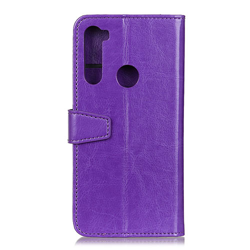 Leather Case Stands Flip Cover Holder A06D for Motorola Moto One Fusion Plus Purple