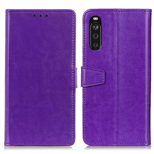Leather Case Stands Flip Cover Holder A06D for Sony Xperia 10 III Purple