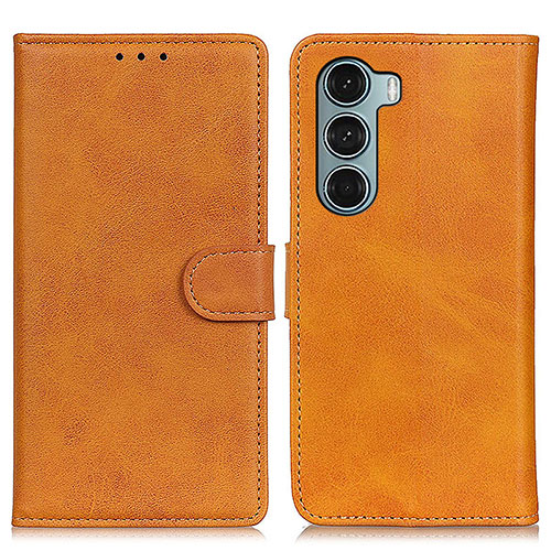 Leather Case Stands Flip Cover Holder A07D for Motorola Moto G200 5G Brown