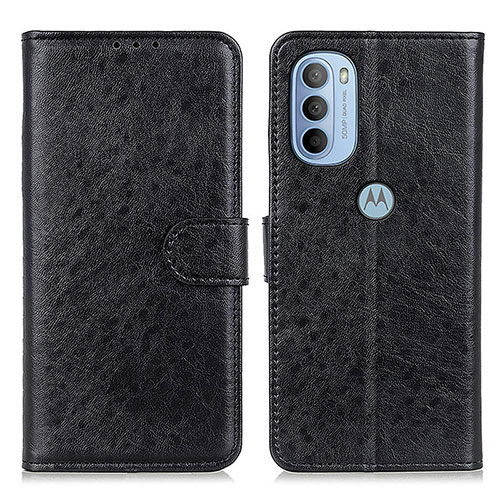 Leather Case Stands Flip Cover Holder A07D for Motorola Moto G31 Black
