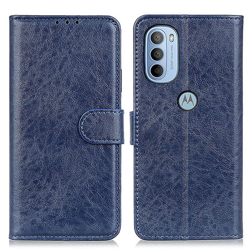 Leather Case Stands Flip Cover Holder A07D for Motorola Moto G31 Blue