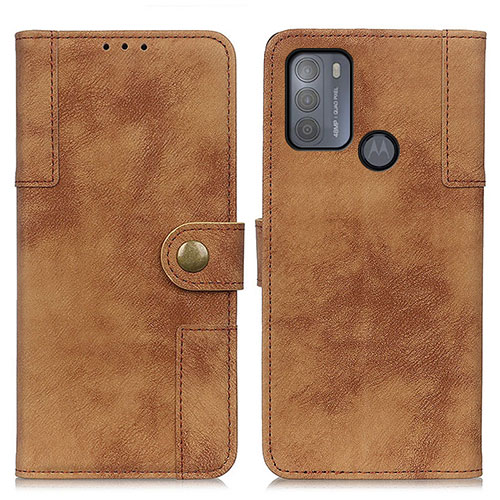 Leather Case Stands Flip Cover Holder A07D for Motorola Moto G50 Brown