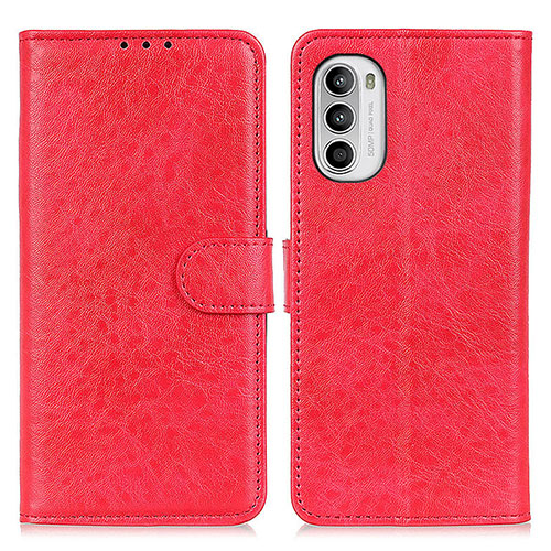 Leather Case Stands Flip Cover Holder A07D for Motorola MOTO G52 Red
