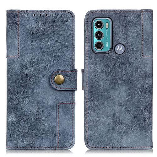 Leather Case Stands Flip Cover Holder A07D for Motorola Moto G60 Blue