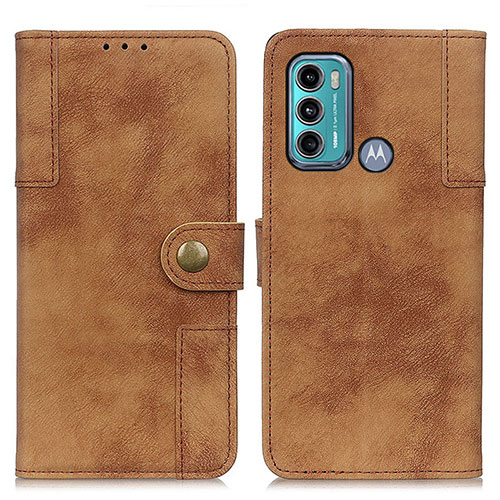 Leather Case Stands Flip Cover Holder A07D for Motorola Moto G60 Brown