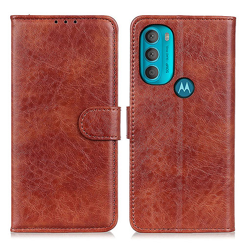 Leather Case Stands Flip Cover Holder A07D for Motorola Moto G71 5G Brown