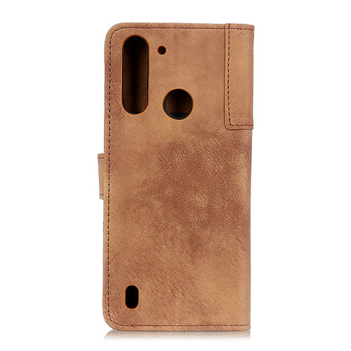 Leather Case Stands Flip Cover Holder A07D for Motorola Moto One Fusion Brown