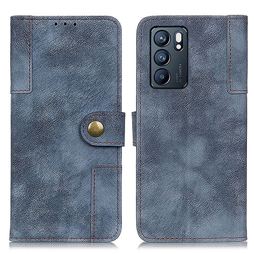Leather Case Stands Flip Cover Holder A07D for Oppo Reno6 5G Blue