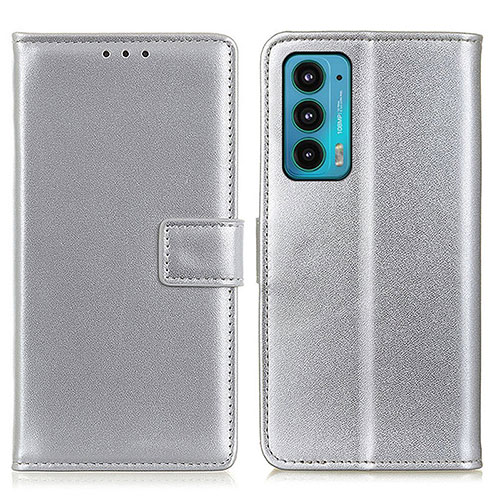 Leather Case Stands Flip Cover Holder A08D for Motorola Moto Edge 20 5G Silver