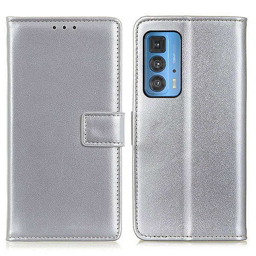 Leather Case Stands Flip Cover Holder A08D for Motorola Moto Edge 20 Pro 5G Silver