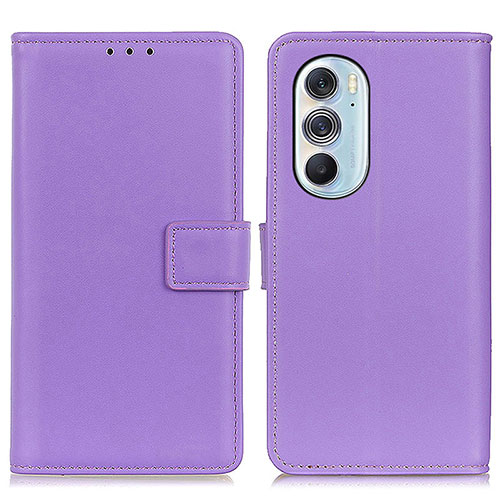 Leather Case Stands Flip Cover Holder A08D for Motorola Moto Edge Plus (2022) 5G Purple