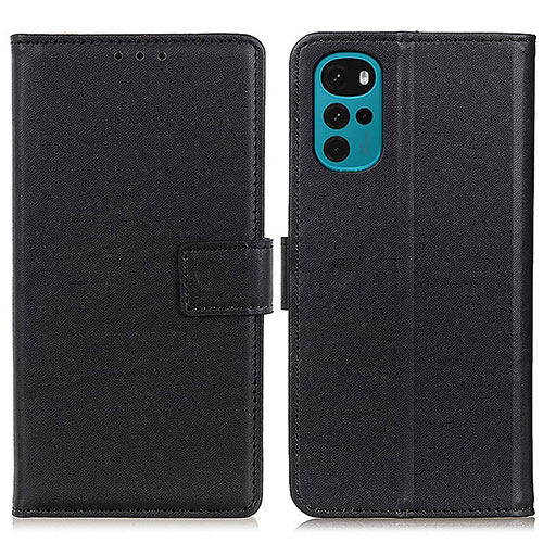 Leather Case Stands Flip Cover Holder A08D for Motorola Moto G22 Black