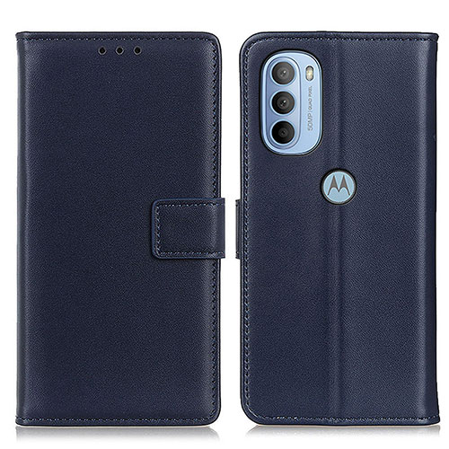 Leather Case Stands Flip Cover Holder A08D for Motorola Moto G41 Blue