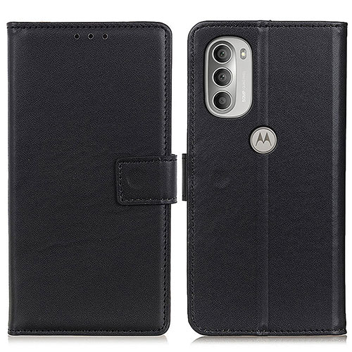 Leather Case Stands Flip Cover Holder A08D for Motorola Moto G51 5G Black