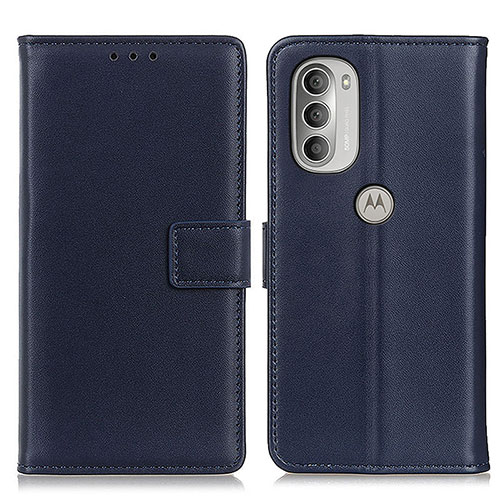 Leather Case Stands Flip Cover Holder A08D for Motorola Moto G51 5G Blue