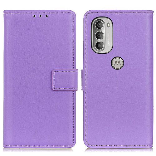 Leather Case Stands Flip Cover Holder A08D for Motorola Moto G51 5G Purple