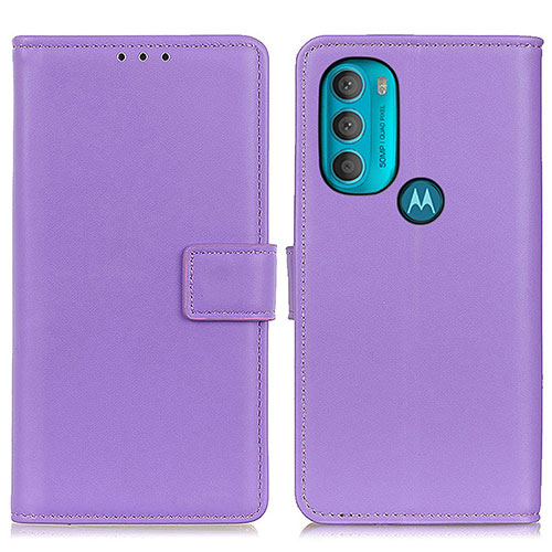 Leather Case Stands Flip Cover Holder A08D for Motorola Moto G71 5G Purple