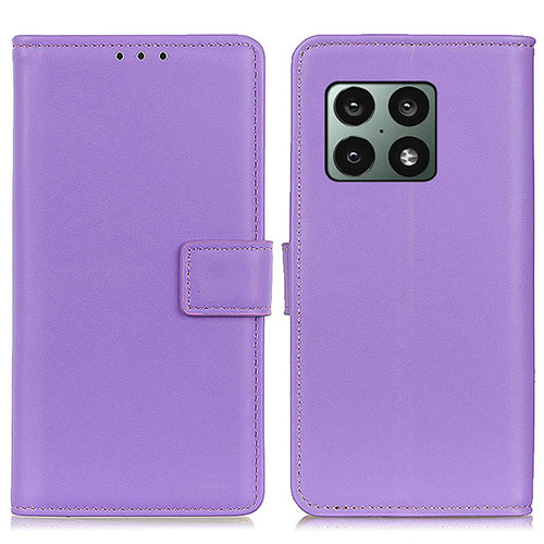 Leather Case Stands Flip Cover Holder A08D for OnePlus 10 Pro 5G Purple