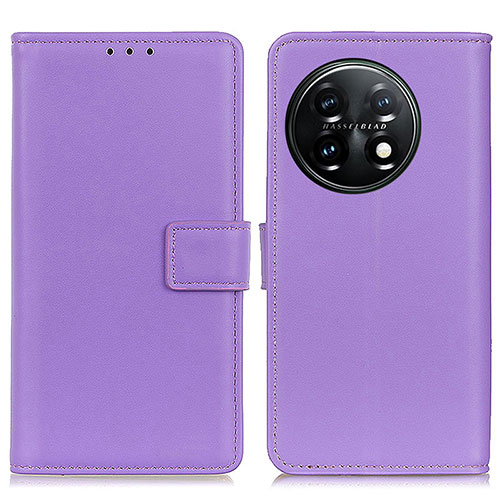 Leather Case Stands Flip Cover Holder A08D for OnePlus 11 5G Purple