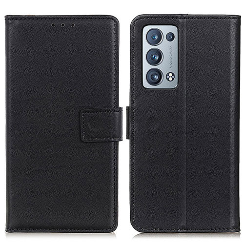 Leather Case Stands Flip Cover Holder A08D for Oppo Reno6 Pro 5G Black