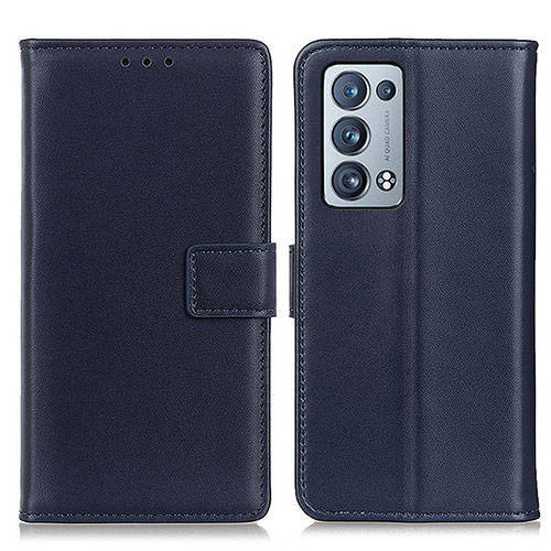 Leather Case Stands Flip Cover Holder A08D for Oppo Reno6 Pro 5G Blue