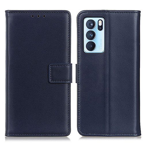 Leather Case Stands Flip Cover Holder A08D for Oppo Reno6 Pro 5G India Blue