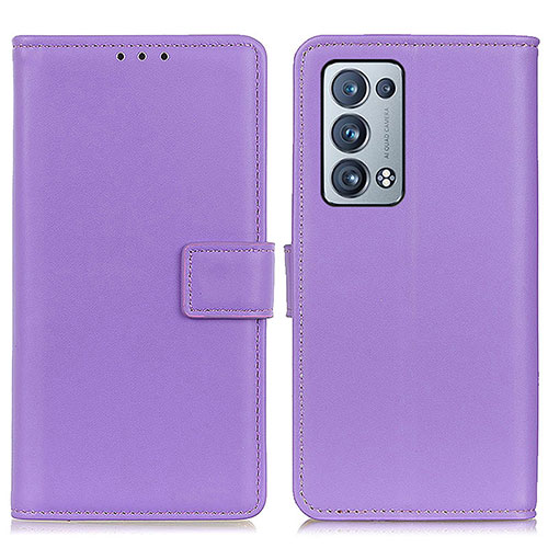 Leather Case Stands Flip Cover Holder A08D for Oppo Reno6 Pro+ Plus 5G Purple
