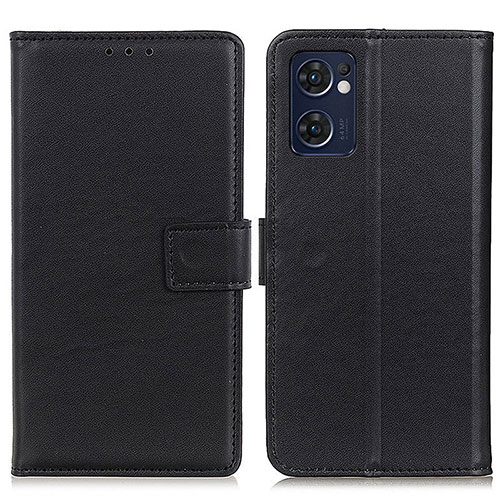 Leather Case Stands Flip Cover Holder A08D for Oppo Reno7 5G Black