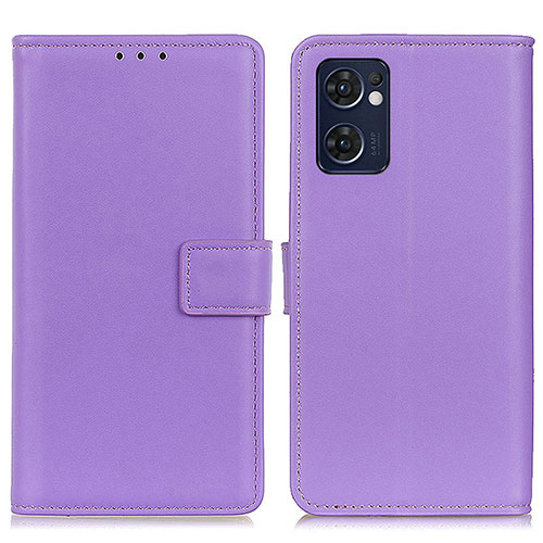 Leather Case Stands Flip Cover Holder A08D for Oppo Reno7 5G Purple