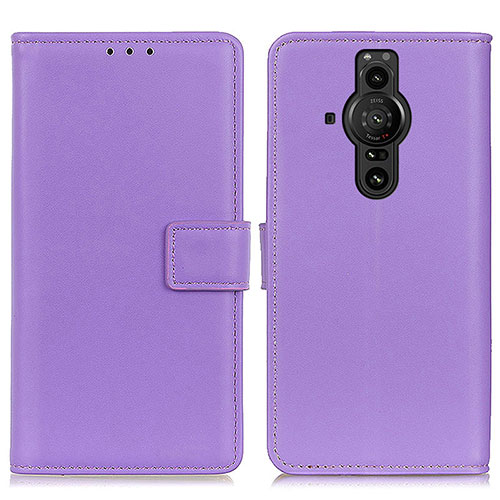 Leather Case Stands Flip Cover Holder A08D for Sony Xperia PRO-I Purple