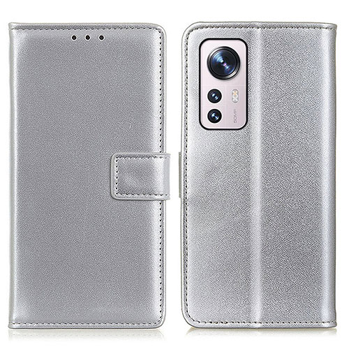 Leather Case Stands Flip Cover Holder A08D for Xiaomi Mi 12 5G Silver