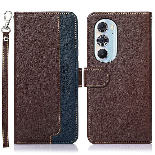 Leather Case Stands Flip Cover Holder A09D for Motorola Moto Edge X30 5G Brown