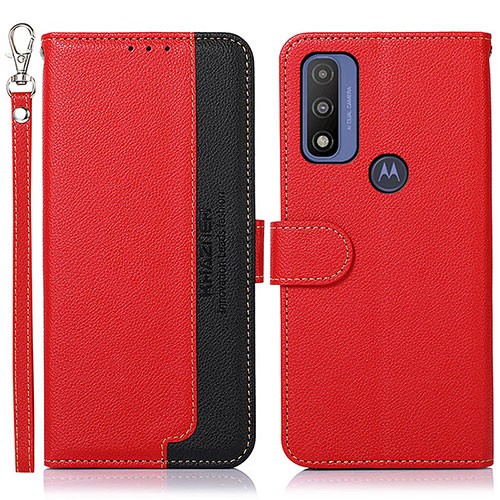 Leather Case Stands Flip Cover Holder A09D for Motorola Moto G Pure Red