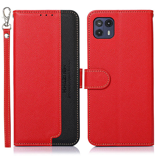 Leather Case Stands Flip Cover Holder A09D for Motorola Moto G50 5G Red