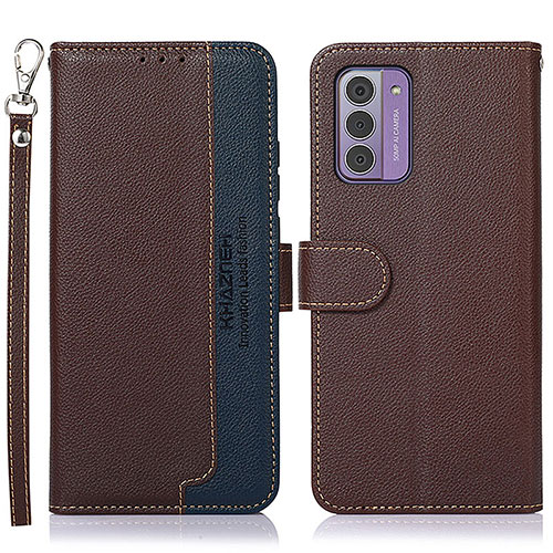Leather Case Stands Flip Cover Holder A09D for Nokia G310 5G Brown