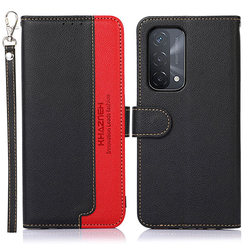 Leather Case Stands Flip Cover Holder A09D for OnePlus Nord N200 5G Black