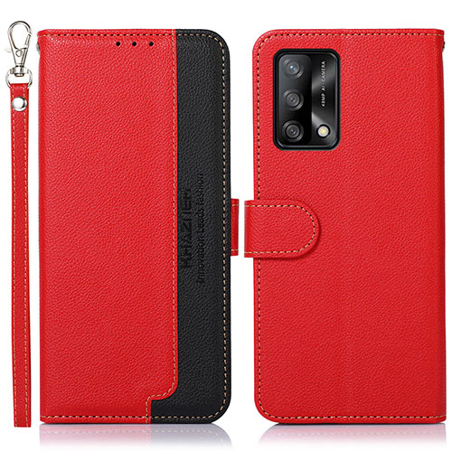 Leather Case Stands Flip Cover Holder A09D for Oppo A74 4G Red